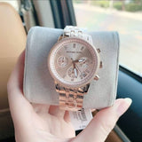Buy Shop Michael Kors Ritz Chronograph Rose Gold Dial Rose Gold Steel Strap Watch for Women - MK6077 USA Online