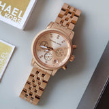 Buy Shop Michael Kors Ritz Chronograph Rose Gold Dial Rose Gold Steel Strap Watch for Women - MK6077 USA Online