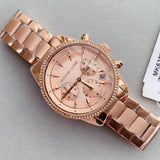 Buy Shop Michael Kors Ritz Chronograph Rose Gold Dial Rose Gold Steel Strap Watch for Women - MK6357 USA Online