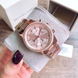 Buy Shop Michael Kors Ritz Chronograph Rose Gold Dial Rose Gold Steel Strap Watch for Women - MK6357 USA Online