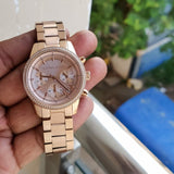 Buy Shop Michael Kors Ritz Chronograph Rose Gold Dial Rose Gold Steel Strap Watch for Women - MK6357 USA Online