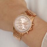 Buy Shop Michael Kors Ritz Chronograph Rose Gold Dial Rose Gold Steel Strap Watch for Women - MK6357 USA Online