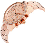 Buy Shop Michael Kors Ritz Chronograph Rose Gold Dial Rose Gold Steel Strap Watch for Women - MK6357 USA Online