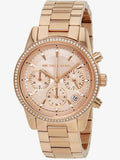 Buy Shop Michael Kors Ritz Chronograph Rose Gold Dial Rose Gold Steel Strap Watch for Women - MK6357 USA Online