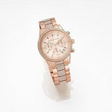 Buy Shop Michael Kors Ritz Chronograph Rose Gold Dial Rose Gold Steel Strap Watch For Women - MK6485 USA Online