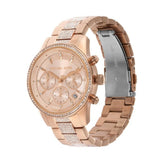 Buy Shop Michael Kors Ritz Chronograph Rose Gold Dial Rose Gold Steel Strap Watch For Women - MK6485 USA Online