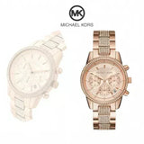Buy Shop Michael Kors Ritz Chronograph Rose Gold Dial Rose Gold Steel Strap Watch For Women - MK6485 USA Online