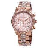 Buy Shop Michael Kors Ritz Chronograph Rose Gold Dial Rose Gold Steel Strap Watch For Women - MK6485 USA Online