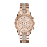 Buy Shop Michael Kors Ritz Chronograph Rose Gold Dial Rose Gold Steel Strap Watch For Women - MK6485 USA Online