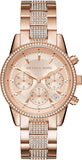 Buy Shop Michael Kors Ritz Chronograph Rose Gold Dial Rose Gold Steel Strap Watch For Women - MK6485 USA Online