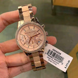 Buy Shop Michael Kors Ritz Chronograph Rose Gold Dial Rose Gold Steel Strap Watch For Women - MK6598 USA Online