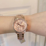Buy Shop Michael Kors Ritz Chronograph Rose Gold Dial Rose Gold Steel Strap Watch For Women - MK6598 USA Online