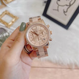 Buy Shop Michael Kors Ritz Chronograph Rose Gold Dial Rose Gold Steel Strap Watch For Women - MK6598 USA Online
