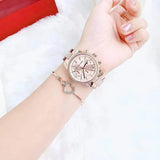 Buy Shop Michael Kors Ritz Chronograph Rose Gold Dial Rose Gold Steel Strap Watch For Women - MK6598 USA Online