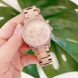 Buy Shop Michael Kors Ritz Chronograph Rose Gold Dial Rose Gold Steel Strap Watch For Women - MK6598 USA Online