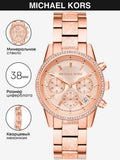 Buy Shop Michael Kors Ritz Chronograph Rose Gold Dial Rose Gold Steel Strap Watch For Women - MK6598 USA Online