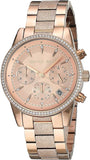 Buy Shop Michael Kors Ritz Chronograph Rose Gold Dial Rose Gold Steel Strap Watch For Women - MK6598 USA Online