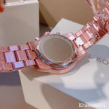 Buy Shop Michael Kors Ritz Chronograph Rose Gold Dial Rose Gold Steel Strap Watch For Women - MK6753 USA Online