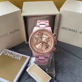 Buy Shop Michael Kors Ritz Chronograph Rose Gold Dial Rose Gold Steel Strap Watch For Women - MK6753 USA Online