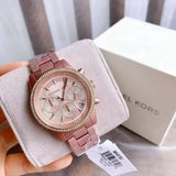 Buy Shop Michael Kors Ritz Chronograph Rose Gold Dial Rose Gold Steel Strap Watch For Women - MK6753 USA Online