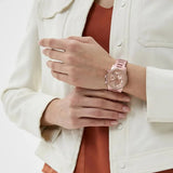 Buy Shop Michael Kors Ritz Chronograph Rose Gold Dial Rose Gold Steel Strap Watch For Women - MK6753 USA Online