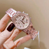 Buy Shop Michael Kors Ritz Chronograph Rose Gold Dial Rose Gold Steel Strap Watch For Women - MK6753 USA Online