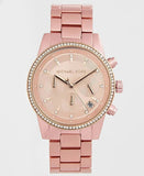 Buy Shop Michael Kors Ritz Chronograph Rose Gold Dial Rose Gold Steel Strap Watch For Women - MK6753 USA Online
