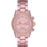 Buy Shop Michael Kors Ritz Chronograph Rose Gold Dial Rose Gold Steel Strap Watch For Women - MK6753 USA Online