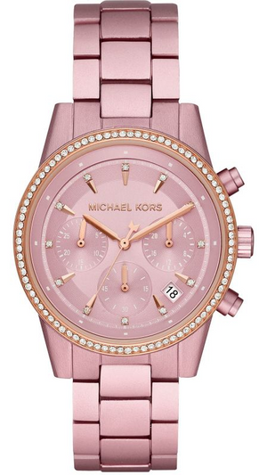 Buy Shop Michael Kors Ritz Chronograph Rose Gold Dial Rose Gold Steel Strap Watch For Women - MK6753 USA Online