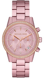 Buy Shop Michael Kors Ritz Chronograph Rose Gold Dial Rose Gold Steel Strap Watch For Women - MK6753 USA Online