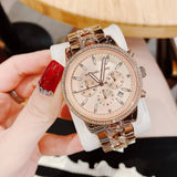 Buy Shop Michael Kors Ritz Chronograph Rose Gold Dial Rose Gold Steel Strap Watch For Women - MK7223 USA Online