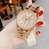 Buy Shop Michael Kors Ritz Chronograph Rose Gold Dial Rose Gold Steel Strap Watch For Women - MK7223 USA Online