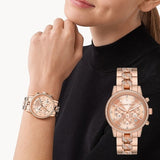 Buy Shop Michael Kors Ritz Chronograph Rose Gold Dial Rose Gold Steel Strap Watch For Women - MK7223 USA Online