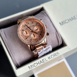 Buy Shop Michael Kors Ritz Chronograph Rose Gold Dial Rose Gold Steel Strap Watch For Women - MK7302 USA Online