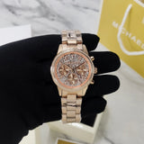 Buy Shop Michael Kors Ritz Chronograph Rose Gold Dial Rose Gold Steel Strap Watch For Women - MK7302 USA Online