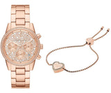 Buy Shop Michael Kors Ritz Chronograph Rose Gold Dial Rose Gold Steel Strap Watch For Women - MK7302 USA Online