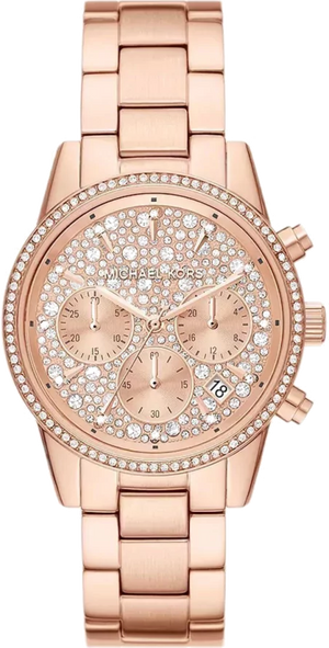 Buy Shop Michael Kors Ritz Chronograph Rose Gold Dial Rose Gold Steel Strap Watch For Women - MK7302 USA Online
