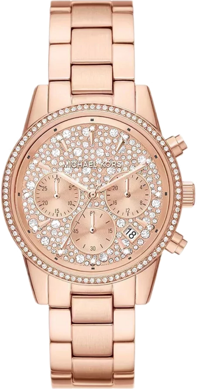 Buy Shop Michael Kors Ritz Chronograph Rose Gold Dial Rose Gold Steel Strap Watch For Women - MK7302 USA Online