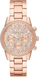 Buy Shop Michael Kors Ritz Chronograph Rose Gold Dial Rose Gold Steel Strap Watch For Women - MK7302 USA Online