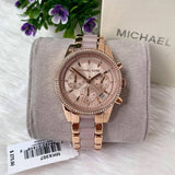 Buy Shop Michael Kors Ritz Chronograph Rose Gold Dial Two Tone Steel Strap Watch for Women - MK6307 USA Online