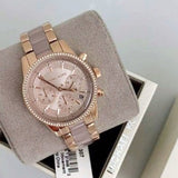Buy Shop Michael Kors Ritz Chronograph Rose Gold Dial Two Tone Steel Strap Watch for Women - MK6307 USA Online