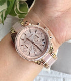 Buy Shop Michael Kors Ritz Chronograph Rose Gold Dial Two Tone Steel Strap Watch for Women - MK6307 USA Online