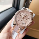 Buy Shop Michael Kors Ritz Chronograph Rose Gold Dial Two Tone Steel Strap Watch for Women - MK6307 USA Online
