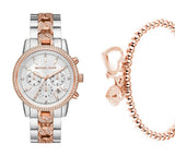 Buy Shop Michael Kors Ritz Chronograph Silver Dial Two Tone Steel Strap Watch For Women - MK6938 USA Online