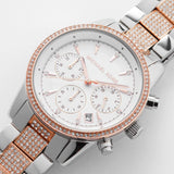 Buy Shop Michael Kors Ritz Chronograph White Dial Two Tone Steel Strap Watch For Women - MK6651 USA Online