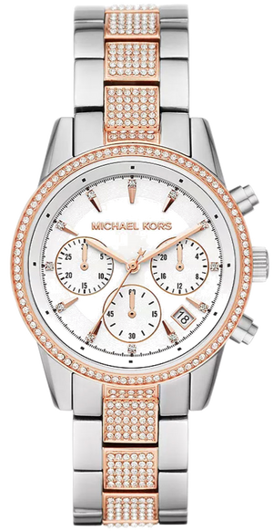 Buy Shop Michael Kors Ritz Chronograph White Dial Two Tone Steel Strap Watch For Women - MK6651 USA Online