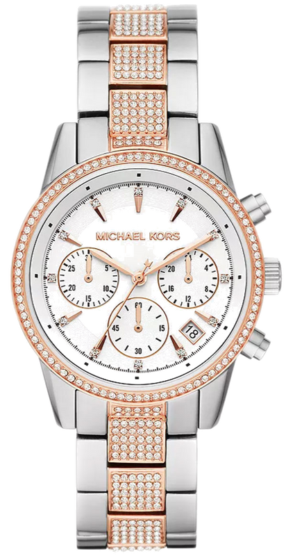 Buy Shop Michael Kors Ritz Chronograph White Dial Two Tone Steel Strap Watch For Women - MK6651 USA Online