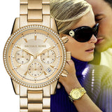 Buy Shop Michael Kors Ritz Gold Dial Gold Steel Strap Watch for Women - MK6356 USA Online