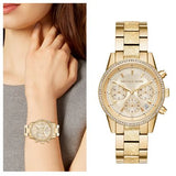 Buy Shop Michael Kors Ritz Gold Dial Gold Steel Strap Watch for Women - MK6356 USA Online