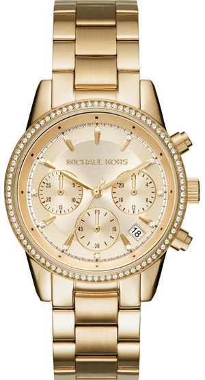 Buy Shop Michael Kors Ritz Gold Dial Gold Steel Strap Watch for Women - MK6356 USA Online